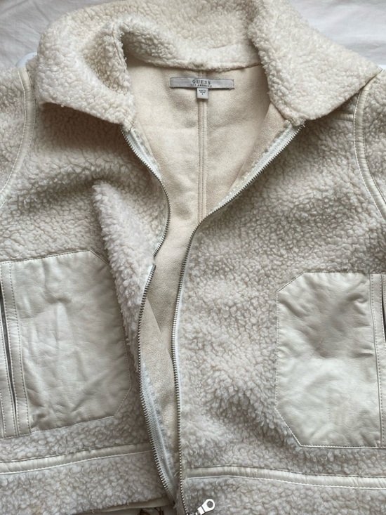 Guess Jackets & Blazers - Guess Cream Suede Jacket with Shearling Trim